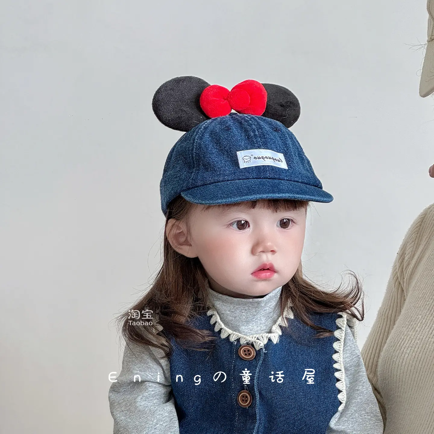 Blue Minnie Mouse Baby Cap with Red Bow - Image 4