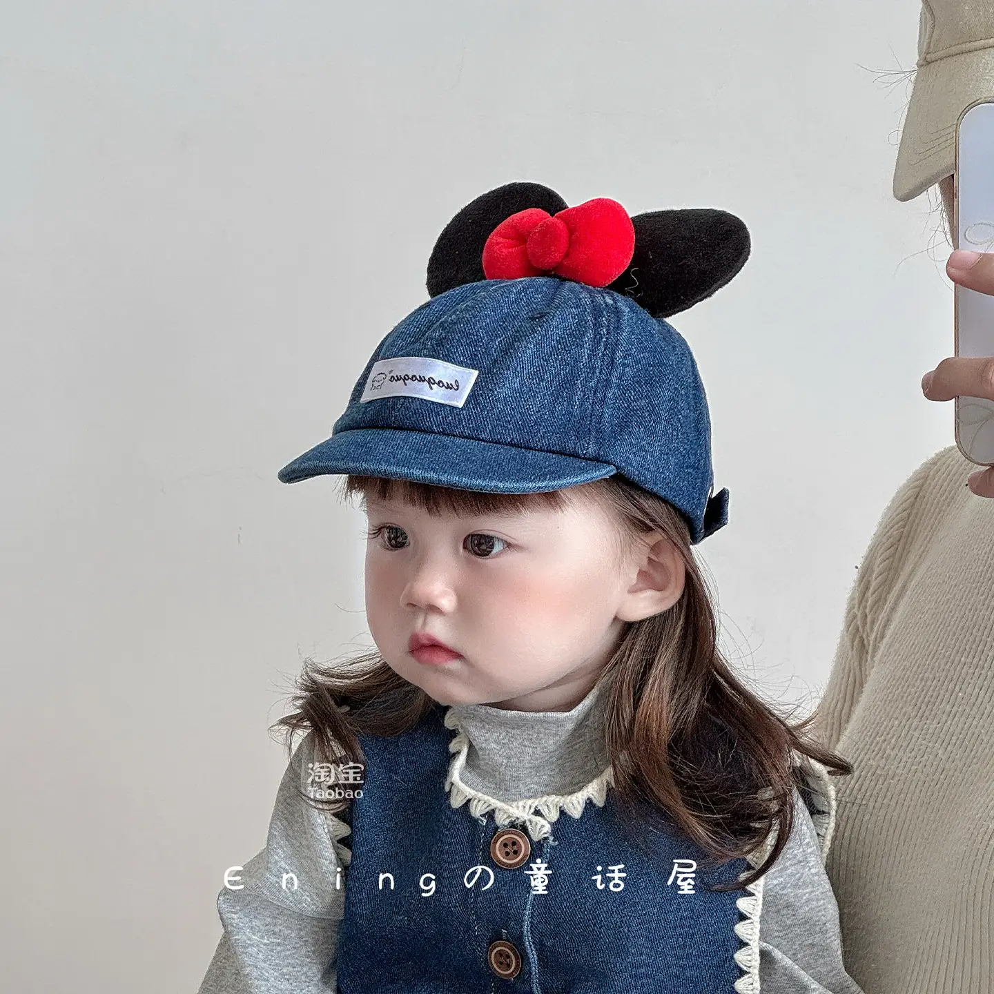 Blue Minnie Mouse Baby Cap with Red Bow - Image 5