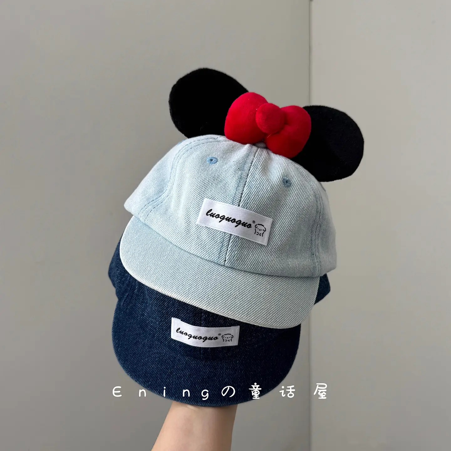 Blue Minnie Mouse Baby Cap with Red Bow - Image 6