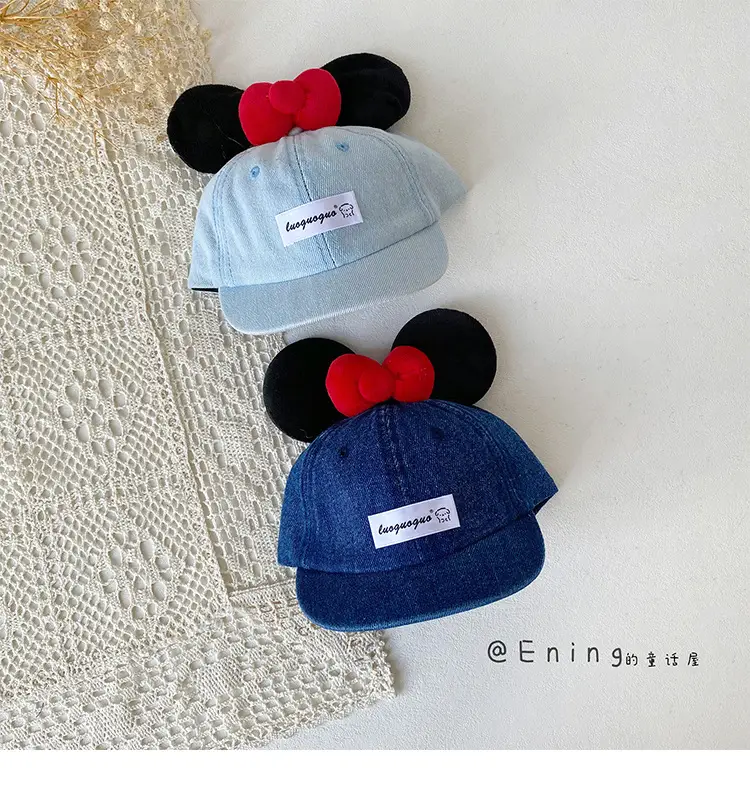 Blue Minnie Mouse Baby Cap with Red Bow — feature 11