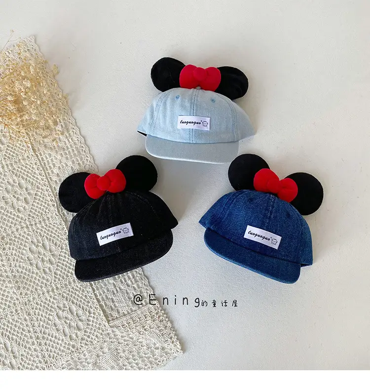 Blue Minnie Mouse Baby Cap with Red Bow — feature 13