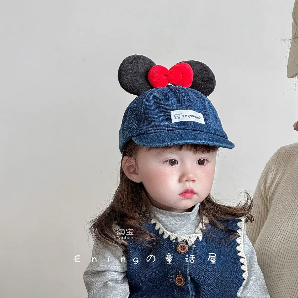 Blue Minnie Mouse Baby Cap with Red Bow — feature 2