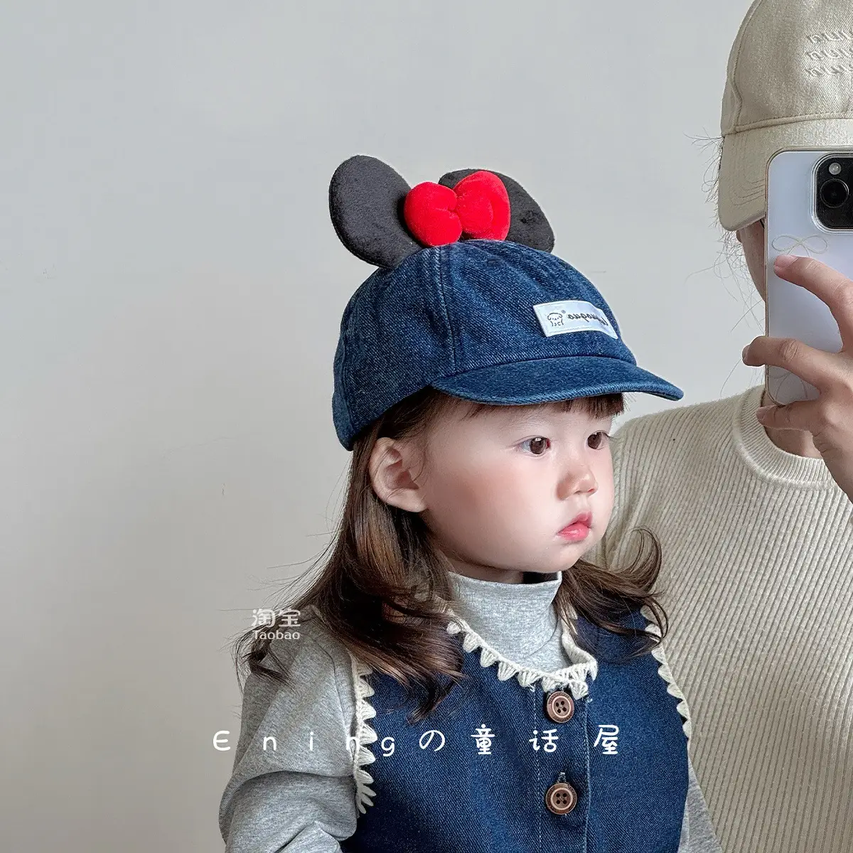 Blue Minnie Mouse Baby Cap with Red Bow — feature 3