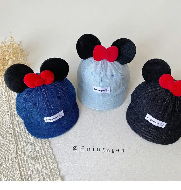 Blue Minnie Mouse Baby Cap with Red Bow — feature 8