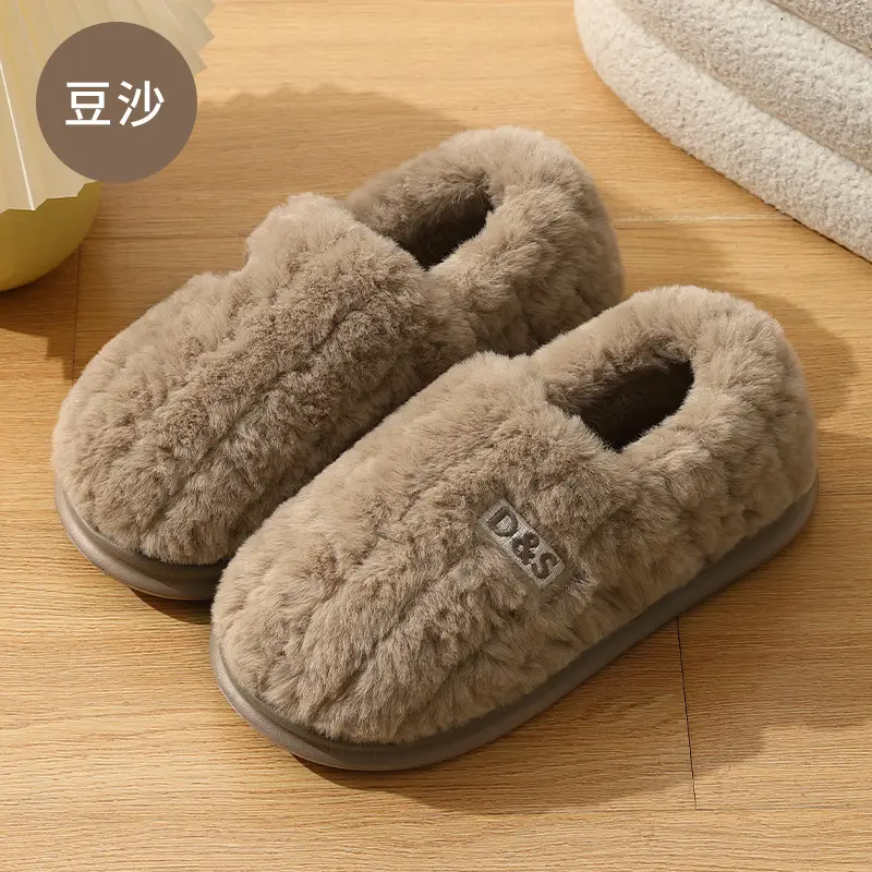 Home Cotton Slippers with Heel for Women, Winter Indoor Thick-Soled Non-Slip Warm Plush Maternity Cotton Shoes Wholesale - Image 4