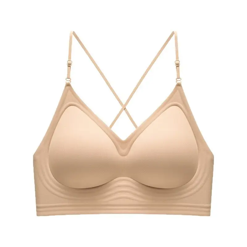 Invisible Seamless Jelly Foundation Liquid Outerwear Women's Non-See-Through Camisole Push-Up Spaghetti Strap Bra
