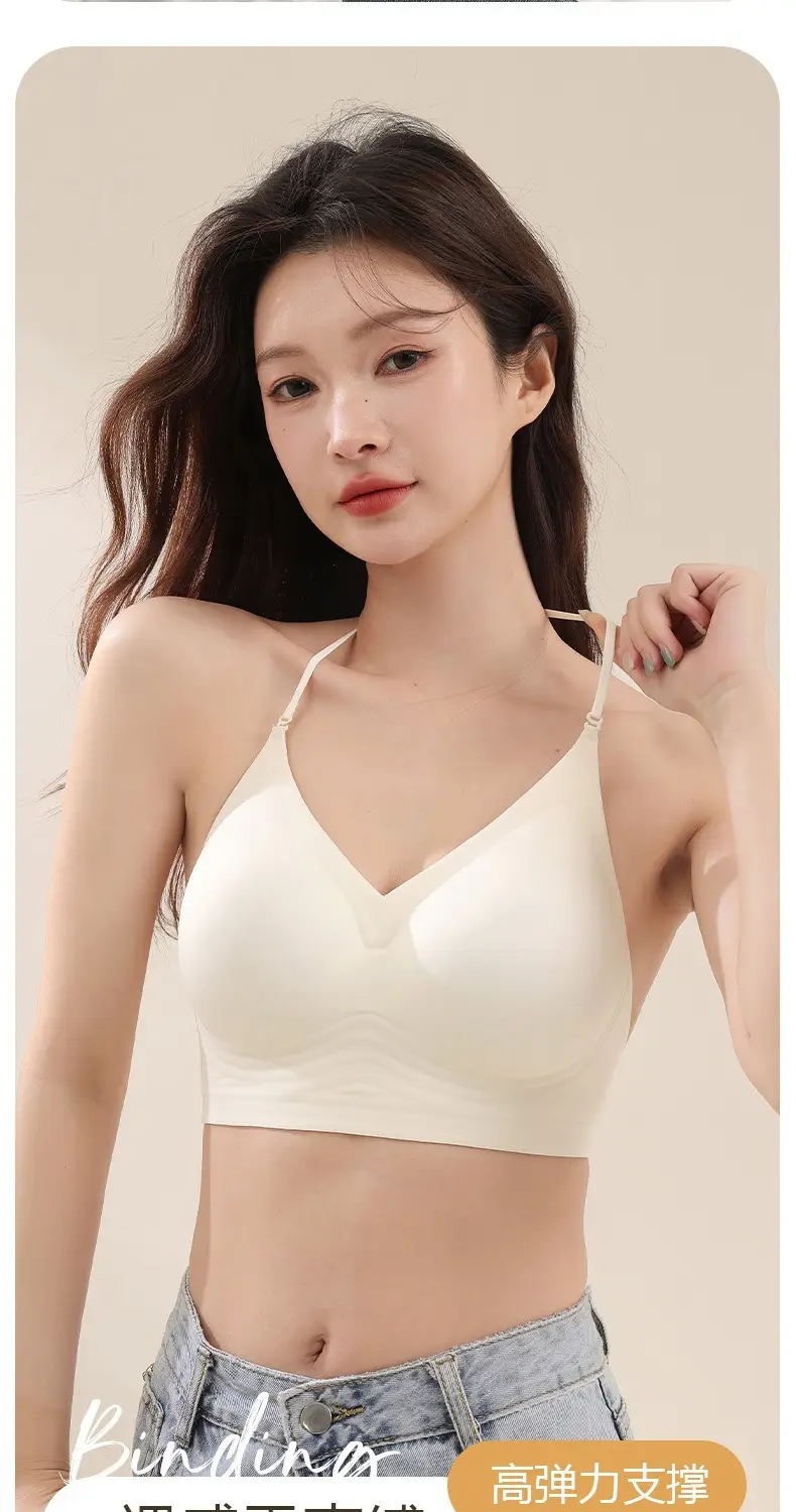 Invisible Seamless Jelly Foundation Liquid Outerwear Women's Non-See-Through Camisole Push-Up Spaghetti Strap Bra — feature 7