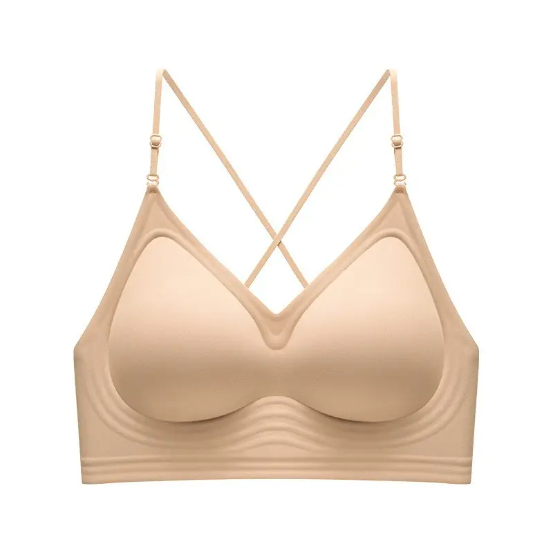 Invisible Seamless Jelly Foundation Liquid Outerwear Women's Non-See-Through Camisole Push-Up Spaghetti Strap Bra