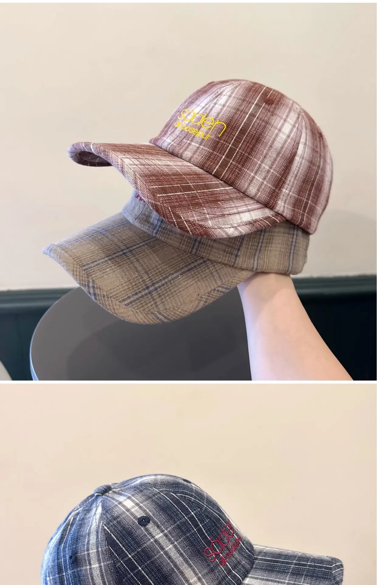 Korean Plaid Baseball Cap Women Couple's Retro Duckbill Cap — feature 3