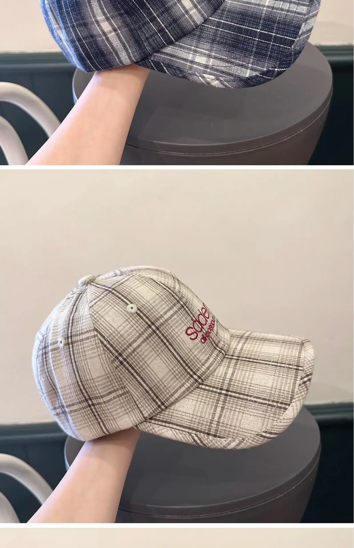 Korean Plaid Baseball Cap Women Couple's Retro Duckbill Cap — feature 4