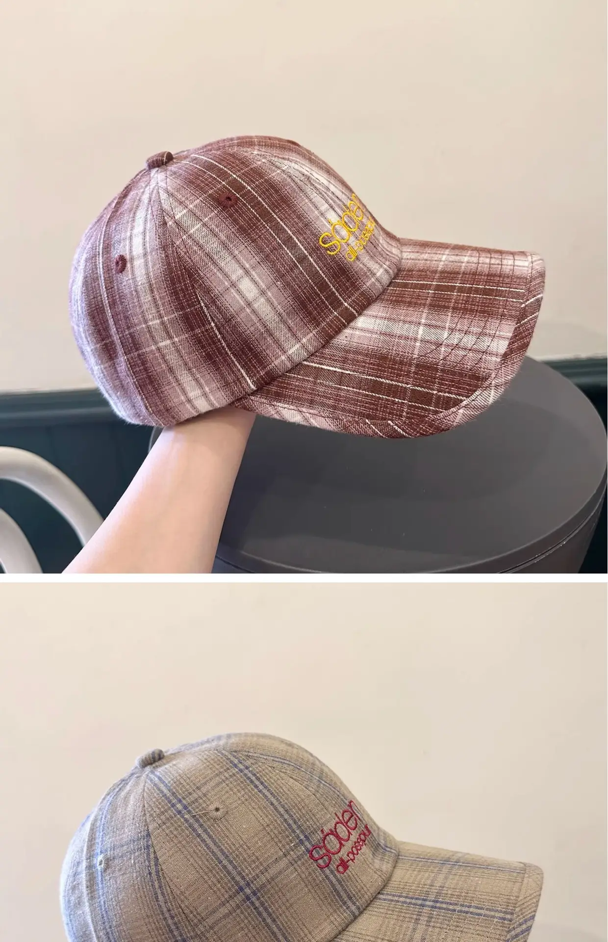Korean Plaid Baseball Cap Women Couple's Retro Duckbill Cap — feature 5