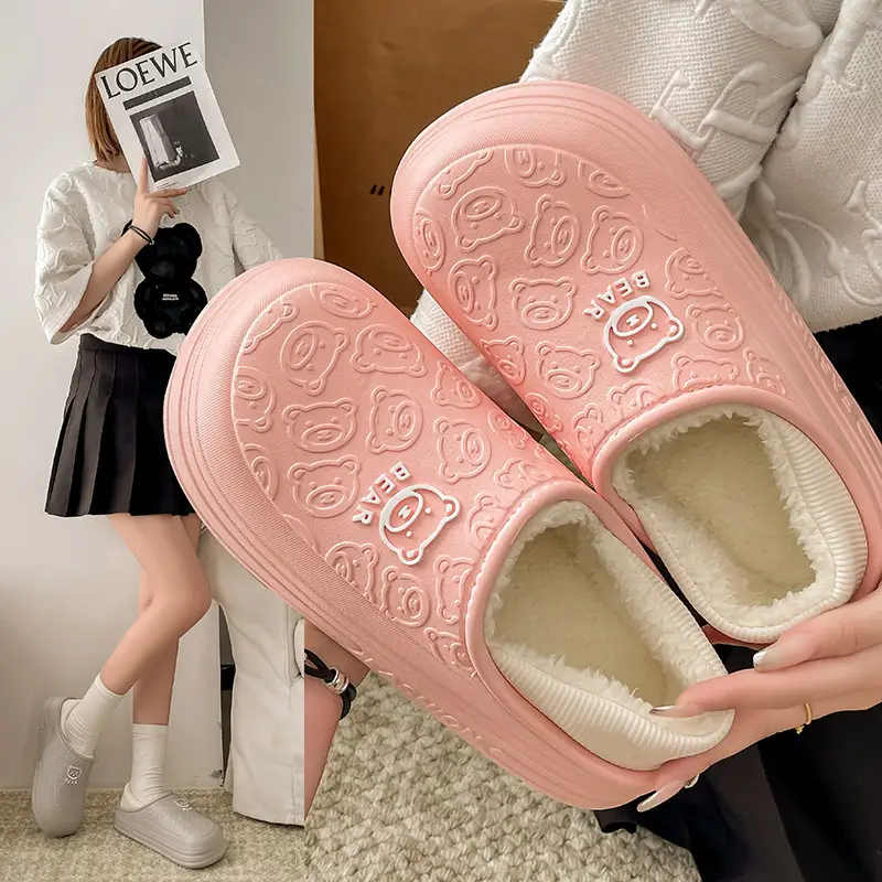 Women Winter Soft Slipper Green Bear Shape - Image 19