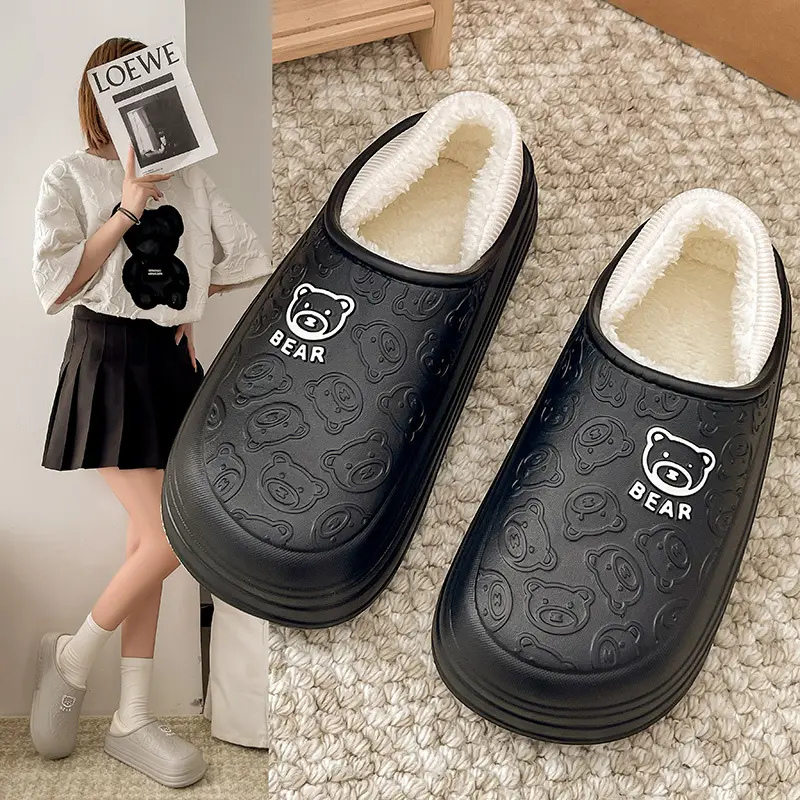 Women Winter Soft Slipper Green Bear Shape - Image 23