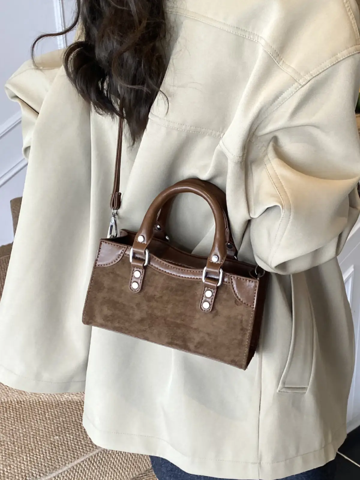 Brown Suede Crossbody Bag for Women