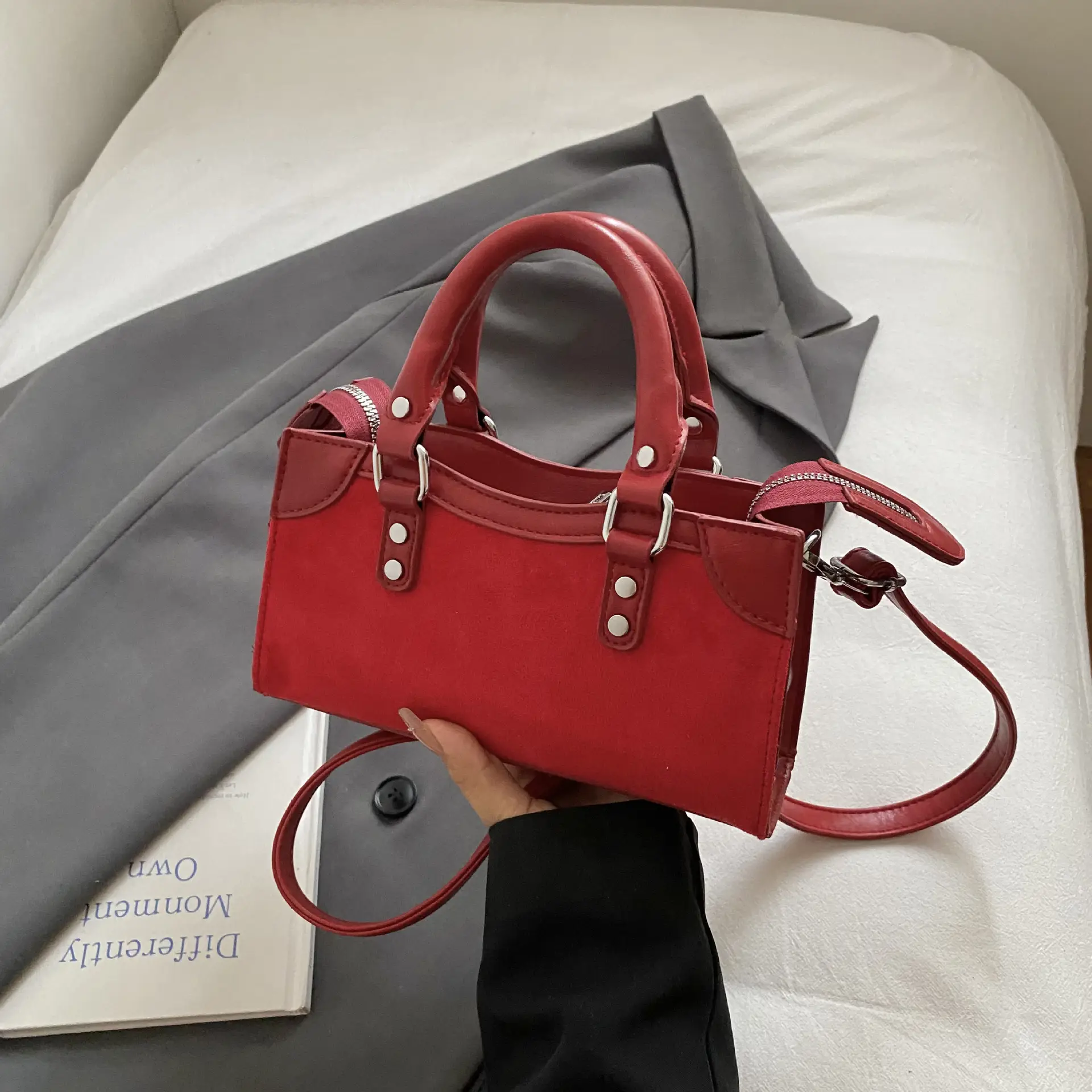 Brown Suede Crossbody Bag for Women