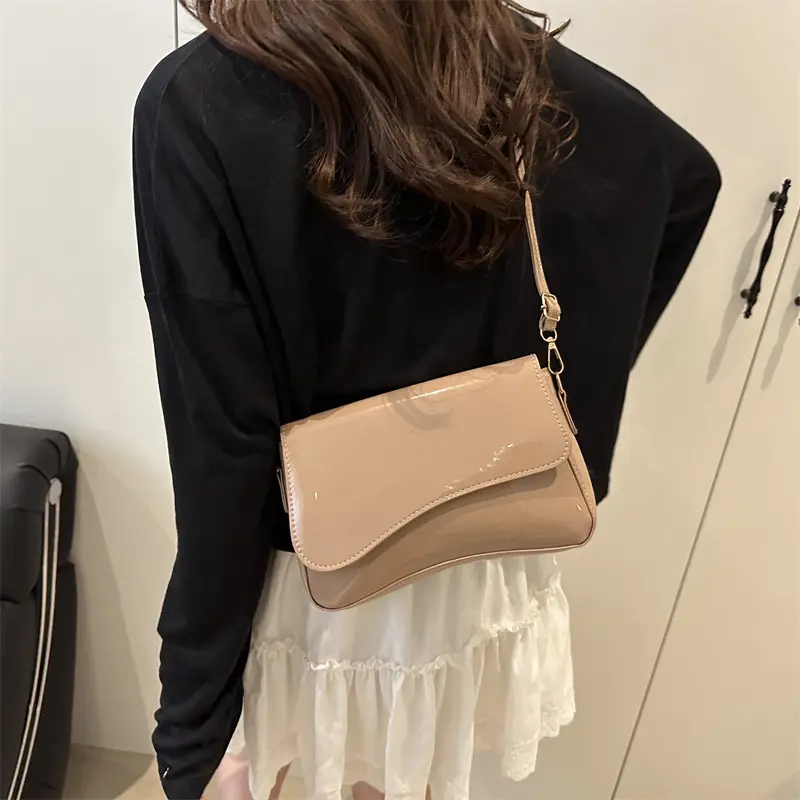 Glossy Patent Leather Crossbody Bag for Women Maroon 2025 - Image 7
