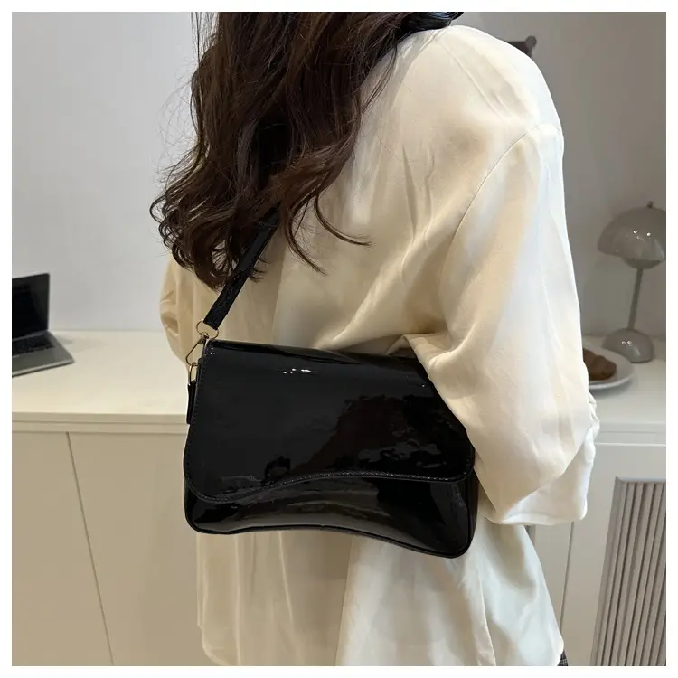 Glossy Patent Leather Crossbody Bag for Women Maroon 2025 — feature 17