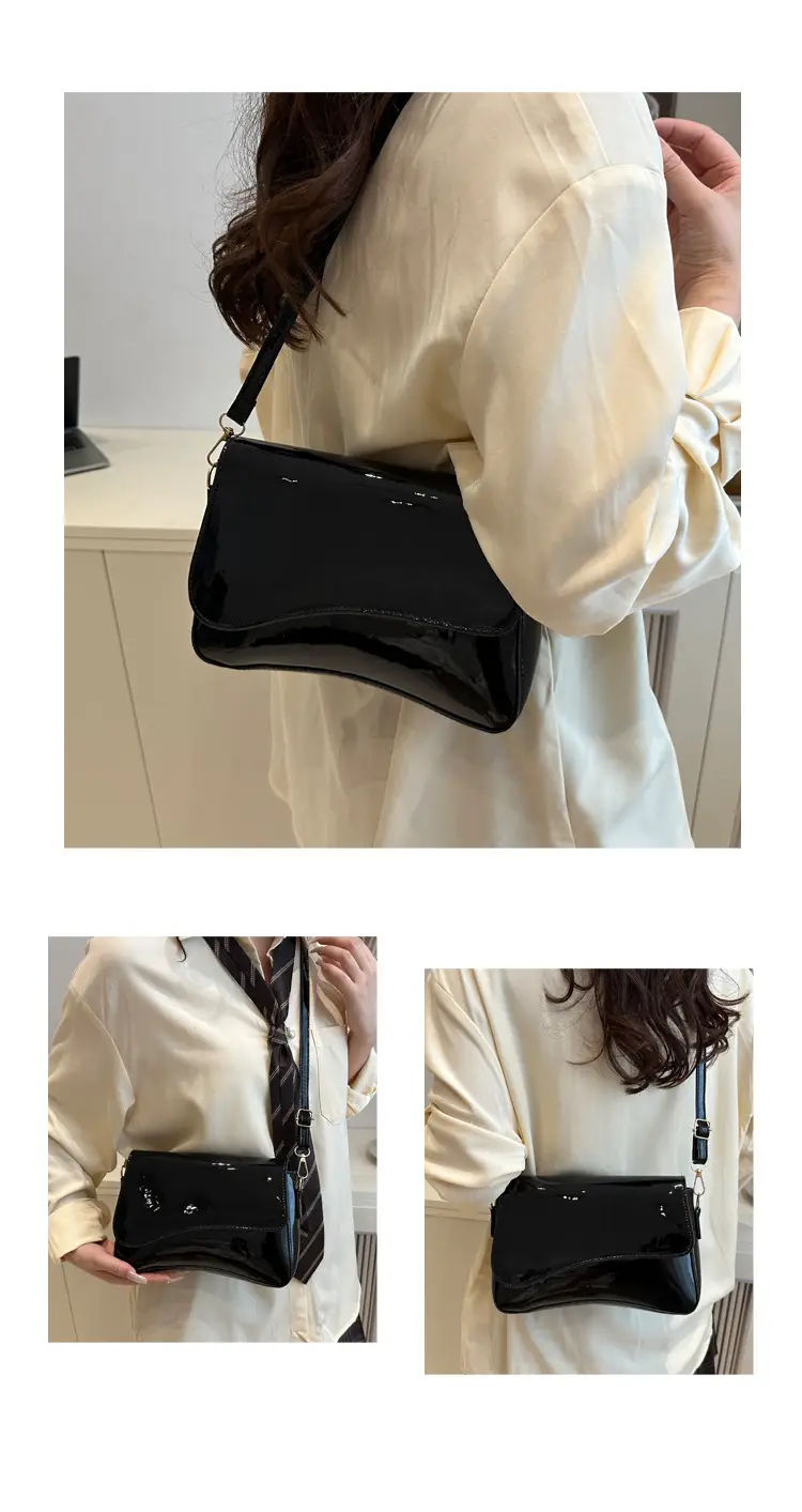 Glossy Patent Leather Crossbody Bag for Women Maroon 2025 — feature 20