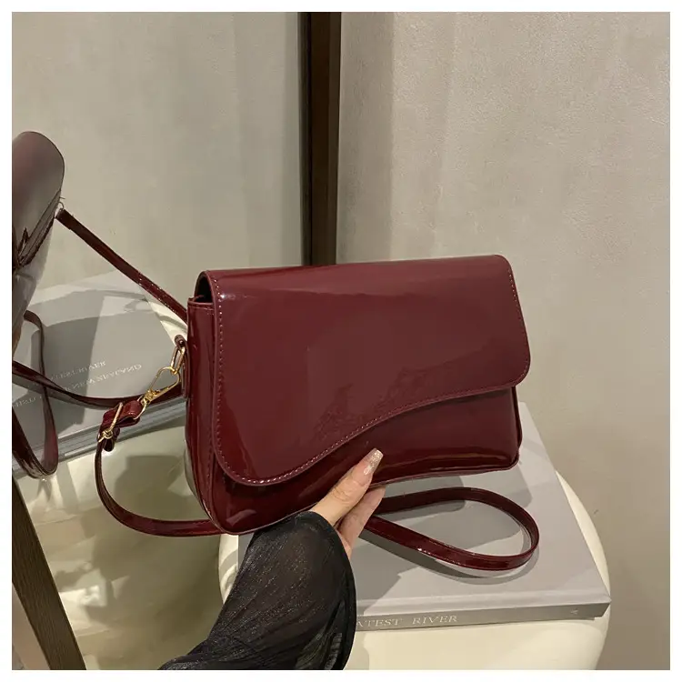 Glossy Patent Leather Crossbody Bag for Women Maroon 2025 — feature 23