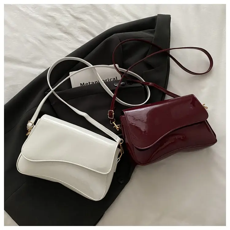 Glossy Patent Leather Crossbody Bag for Women Maroon 2025 — feature 26