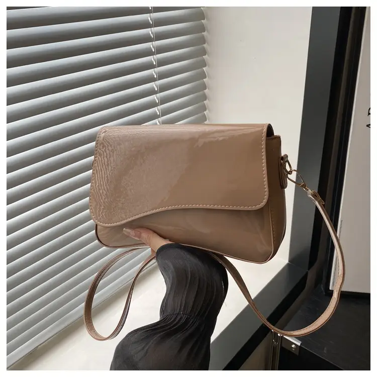 Glossy Patent Leather Crossbody Bag for Women Maroon 2025 - Image 4