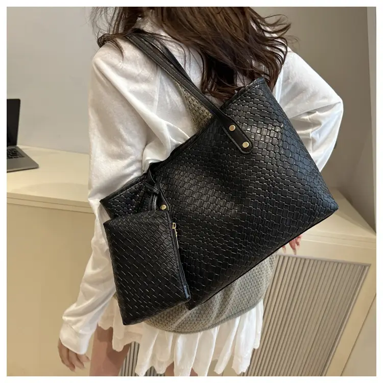 Women Retro Woven Tote Bag Large Capacity Red — feature 16