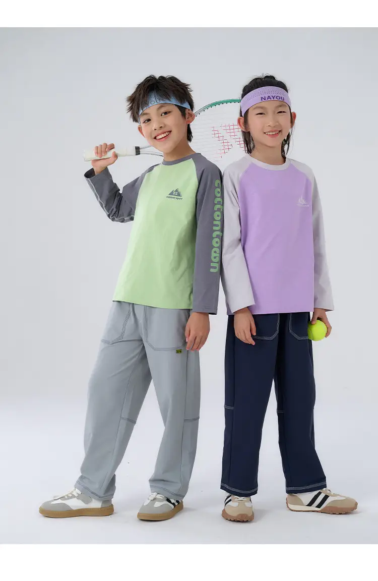 Kids Cotton Quick-Dry T-Shirt Set Green Purple 2025 — feature 19