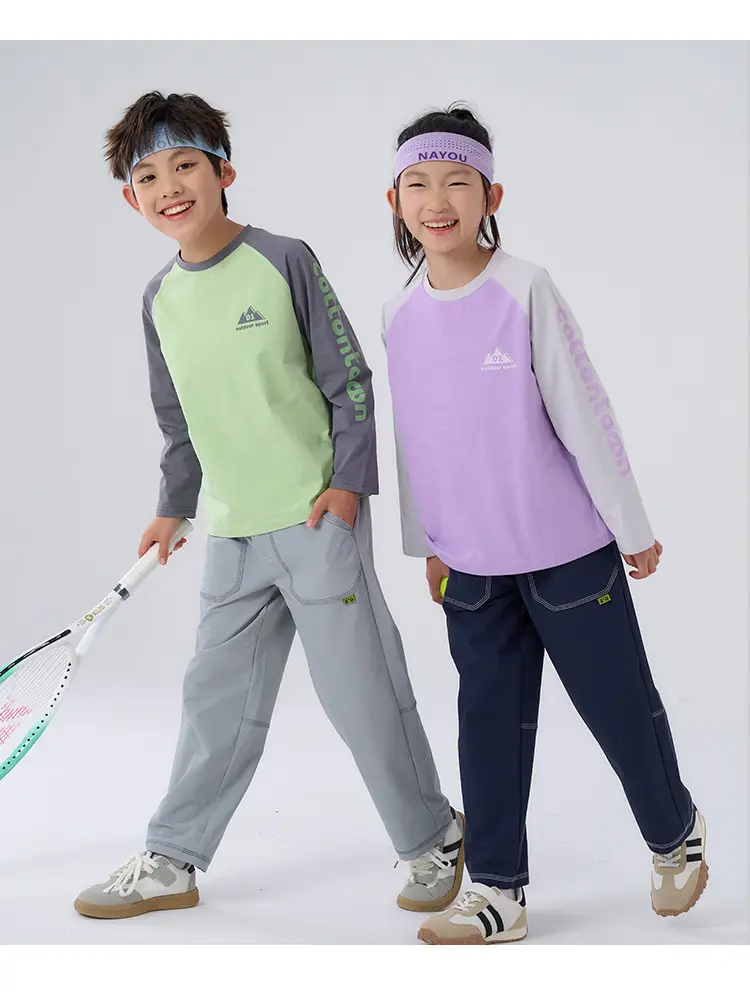 Kids Cotton Quick-Dry T-Shirt Set Green Purple 2025 — feature 21