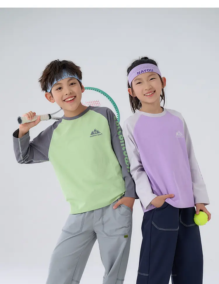 Kids Cotton Quick-Dry T-Shirt Set Green Purple 2025 — feature 22