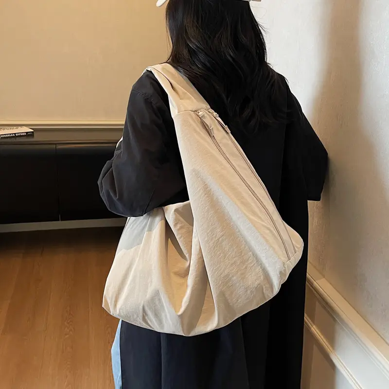 Beige Large Capacity Lazy Style Shoulder Bag - Image 8