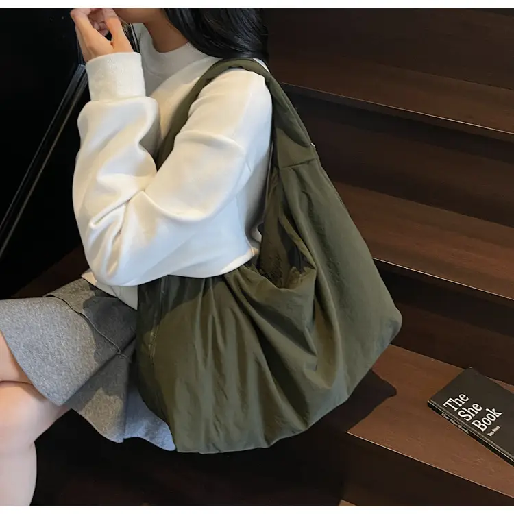 Beige Large Capacity Lazy Style Shoulder Bag — feature 19