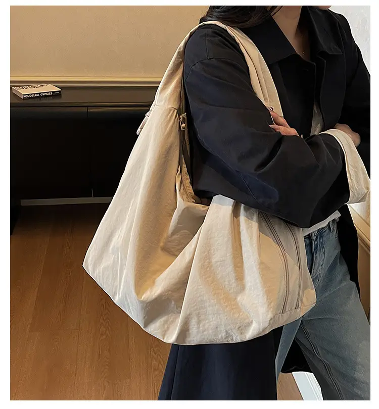 Beige Large Capacity Lazy Style Shoulder Bag — feature 3