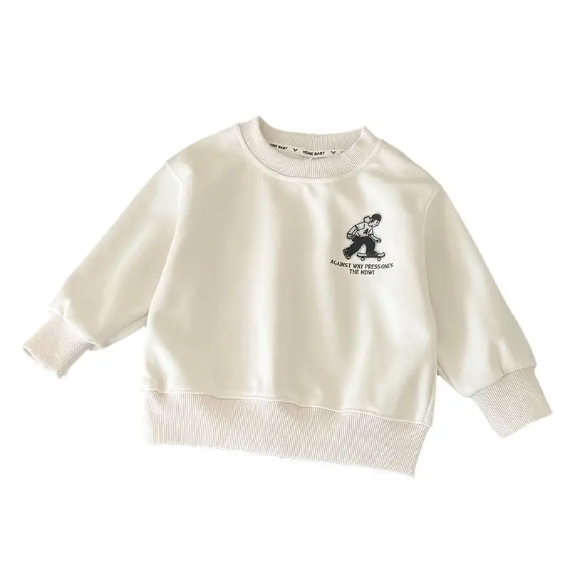 Boys' White Cotton Sweatshirt Long Sleeve Autumn 2025 - Image 5
