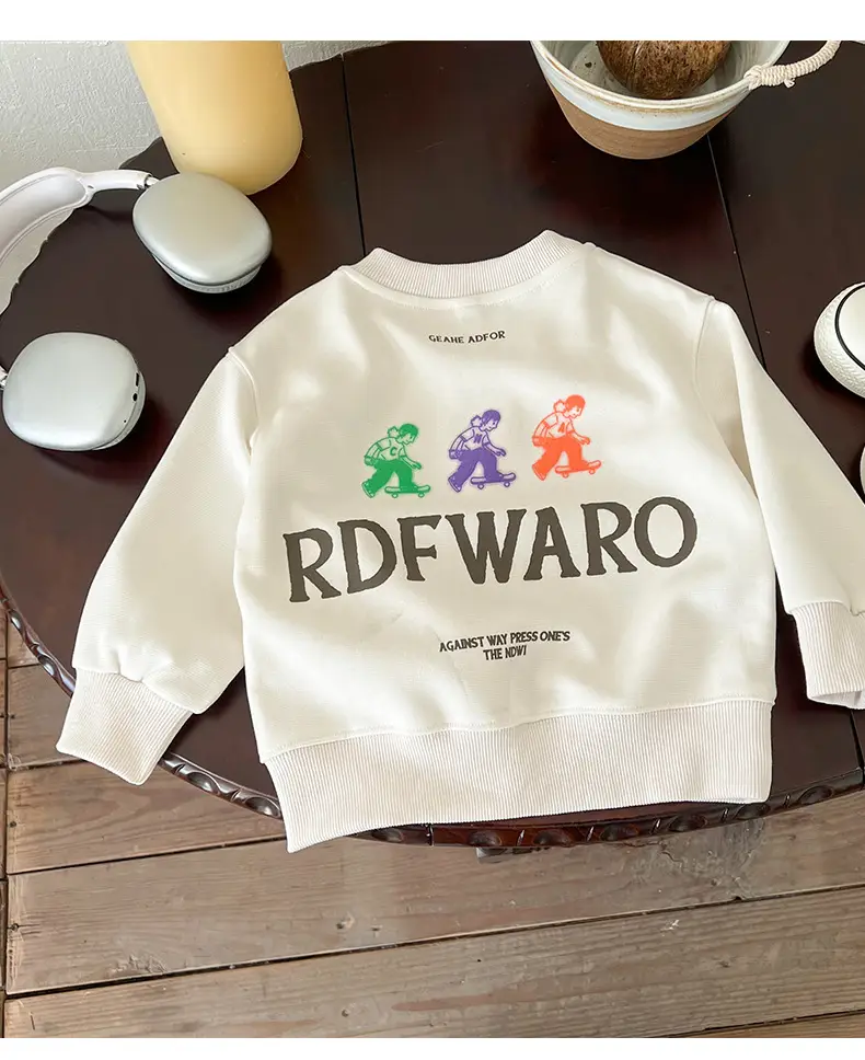 Boys' White Cotton Sweatshirt Long Sleeve Autumn 2025 — feature 4