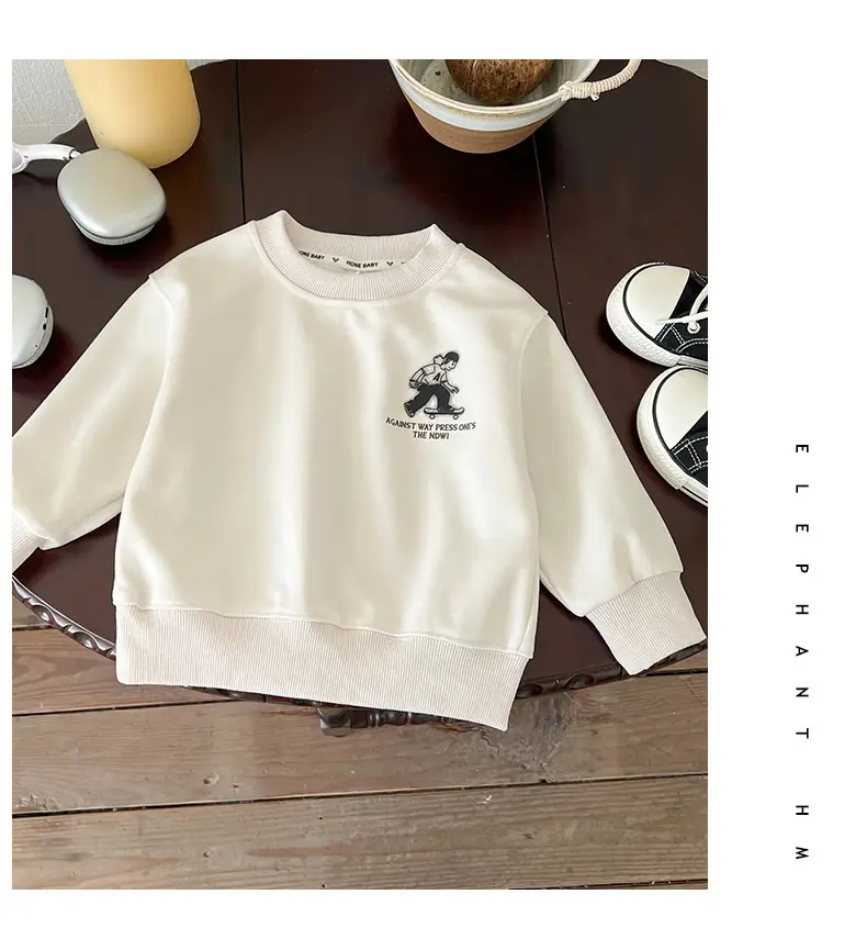 Boys' White Cotton Sweatshirt Long Sleeve Autumn 2025 — feature 7