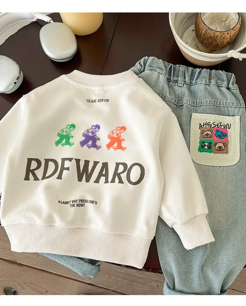 Boys' White Cotton Sweatshirt Long Sleeve Autumn 2025 — feature 8