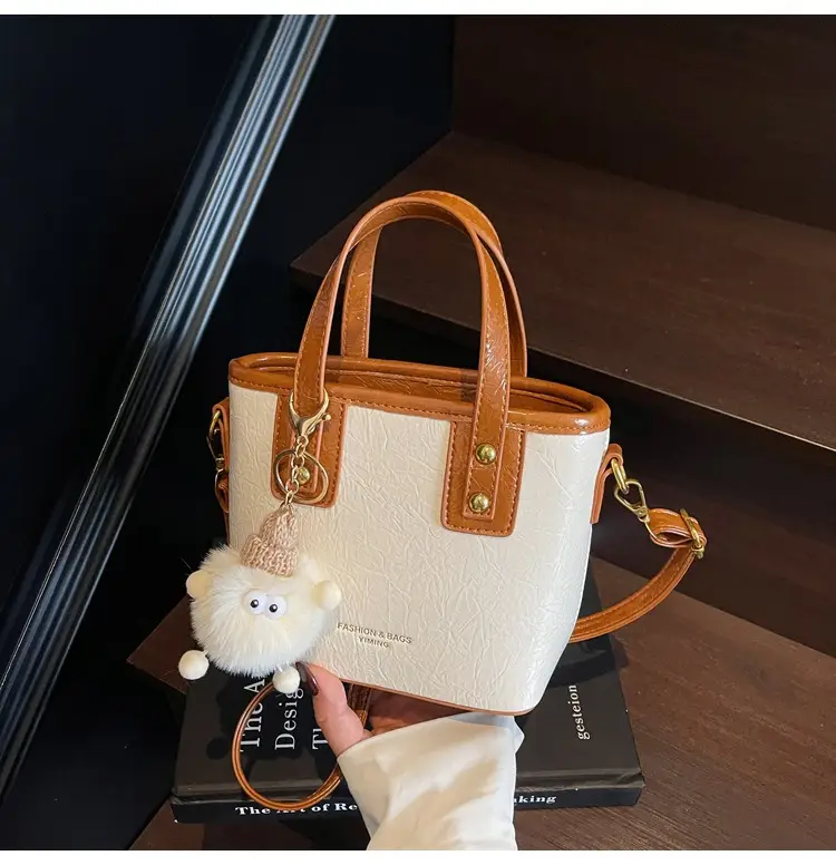 Women's Cream White Embroidered Crossbody Bag with Pom Pom — feature 16