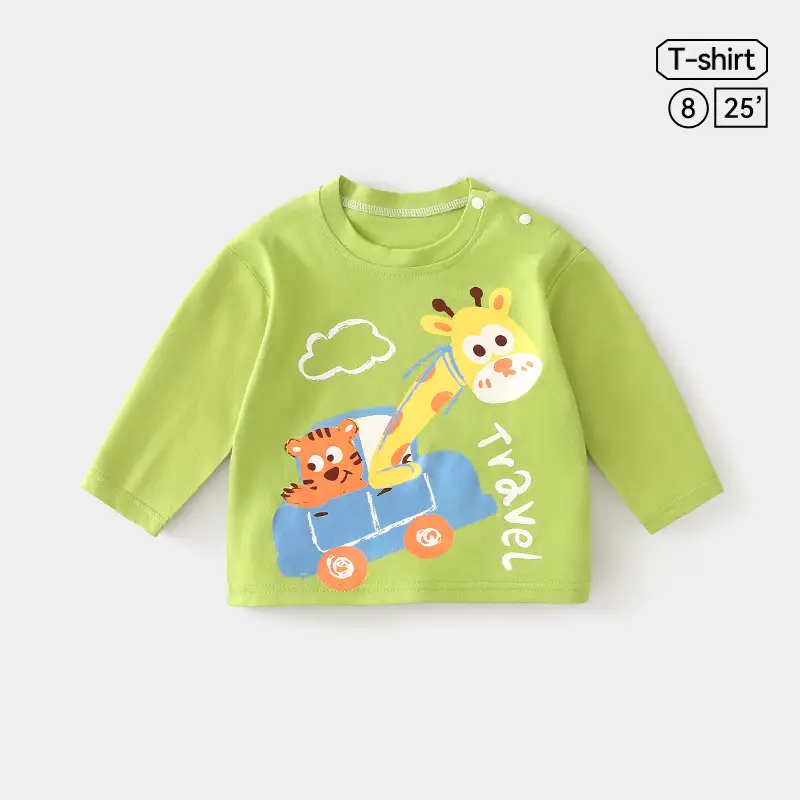 Jingqi Kids T-Shirt Pure Cotton Baby Boys Girls Green - Image 4