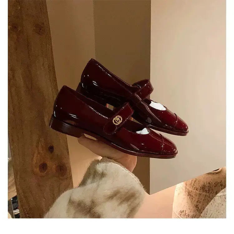 Women's Buckle Mary Jane Flats Low Heel Leather - Image 5
