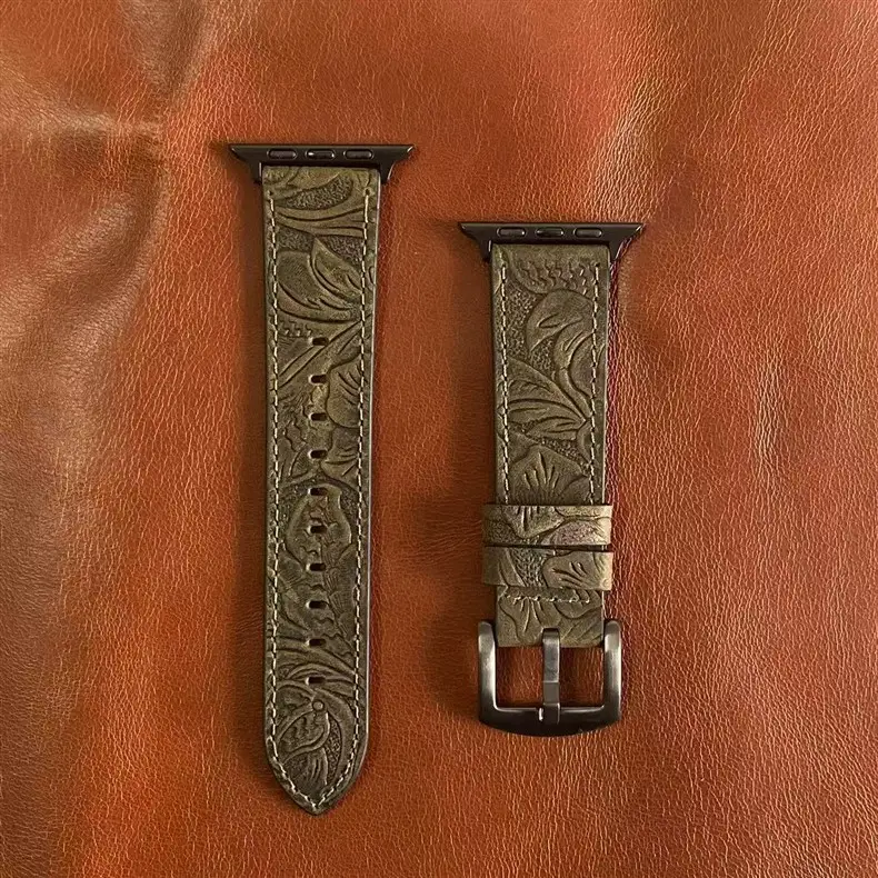 Apple Watch Strap with Retro Crazy Horse Print Genuine Leather Iwatchse11/10987654Ultra — feature 6