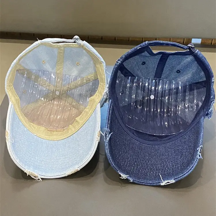 American Retro Washed Denim Distressed Cap for Women - Image 7