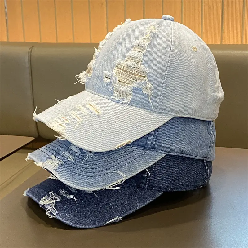American Retro Washed Denim Distressed Cap for Women — feature 3