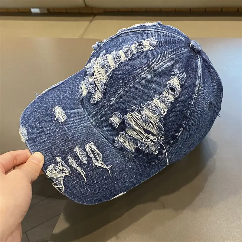American Retro Washed Denim Distressed Cap for Women — feature 4