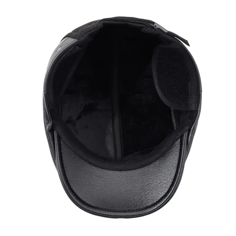 Men's Black Velvet Cotton Peaked Caps for Winter Warm Ear Protection - Image 5