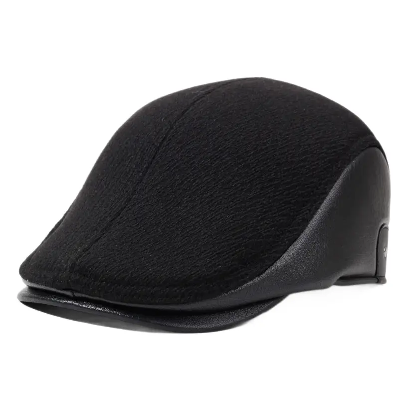 Men's Black Velvet Cotton Peaked Caps for Winter Warm Ear Protection - Image 7