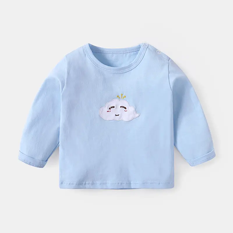 Kids Long Sleeve T-Shirt White Blue Yellow Bear Print