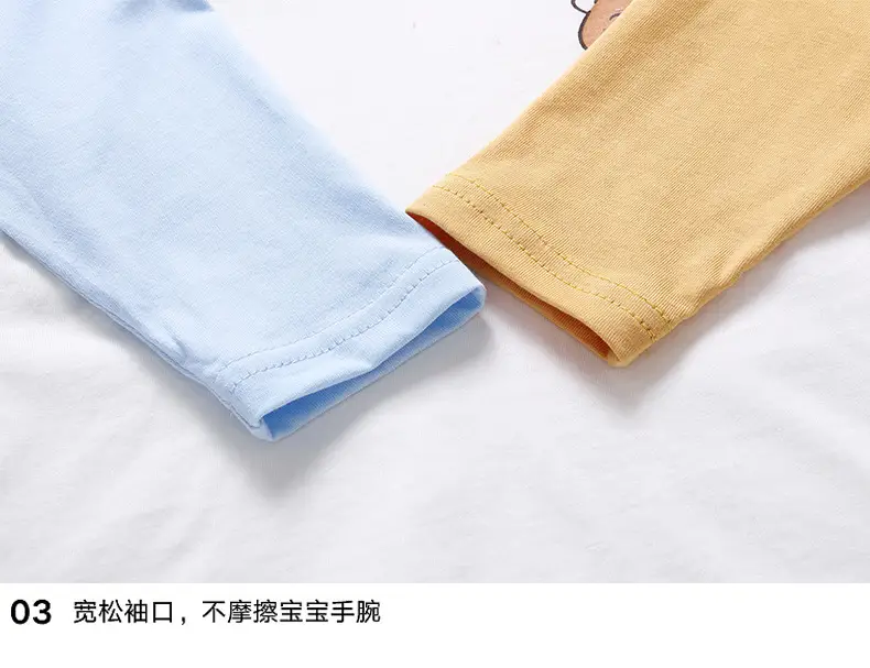 Kids Long Sleeve T-Shirt White Blue Yellow Bear Print — feature 11