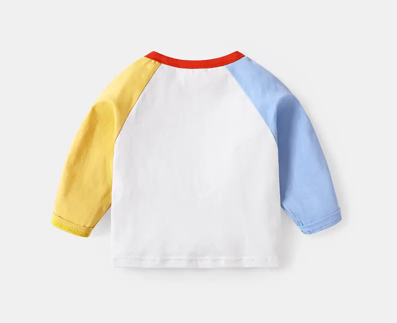 Kids Long Sleeve T-Shirt White Blue Yellow Bear Print — feature 6