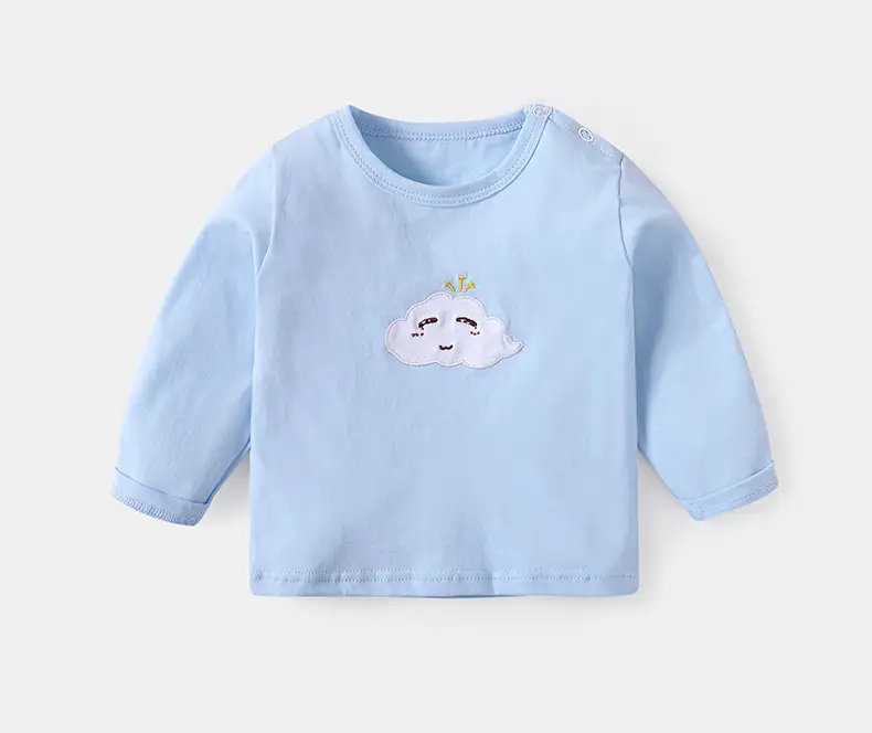 Kids Long Sleeve T-Shirt White Blue Yellow Bear Print — feature 7