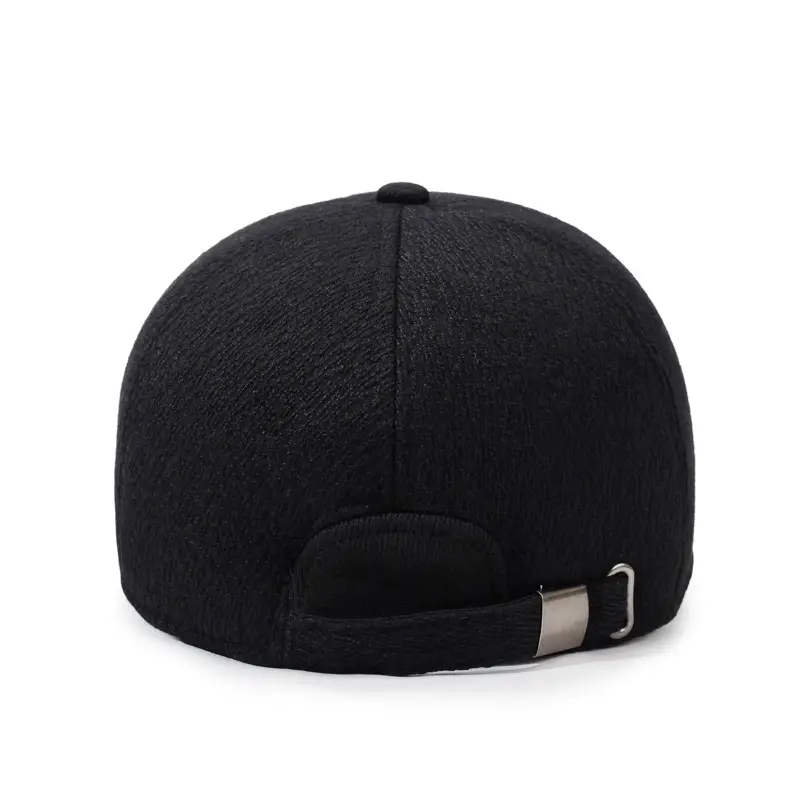 Men's Black Velvet Winter Cap with Ear Protection